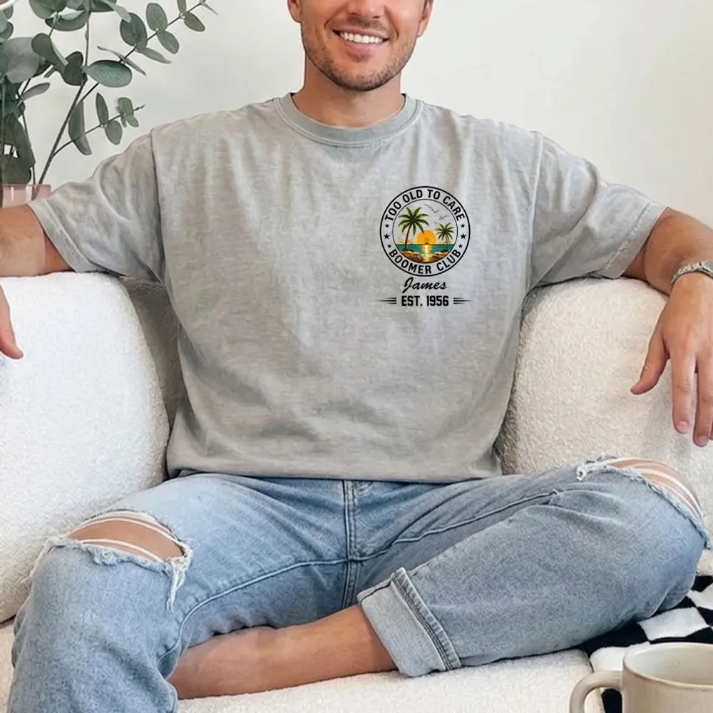 Classic Tee with Beach Boomer Club Artwork, Custom Funny Shirt, Creative Gift for Grandpa - Image 4