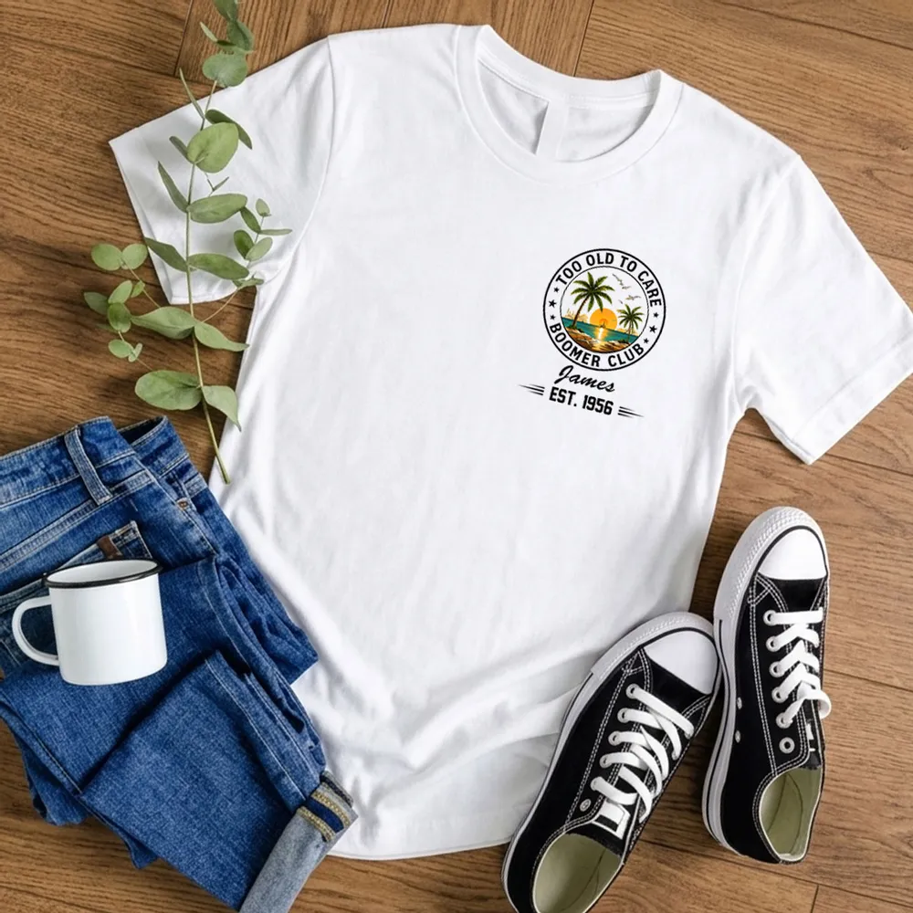 Classic Tee with Beach Boomer Club Artwork, Custom Funny Shirt, Creative Gift for Grandpa - Image 5