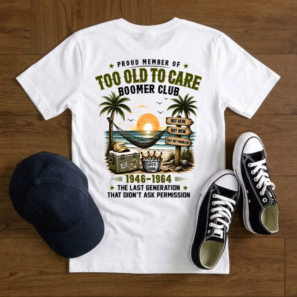 Classic Tee with Beach Boomer Club Artwork, Custom Funny Shirt, Creative Gift for Grandpa - Image 6