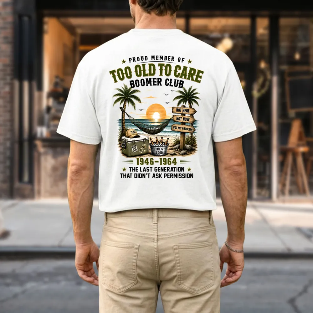 Classic Tee with Beach Boomer Club Artwork, Custom Funny Shirt, Creative Gift for Grandpa - Image 7