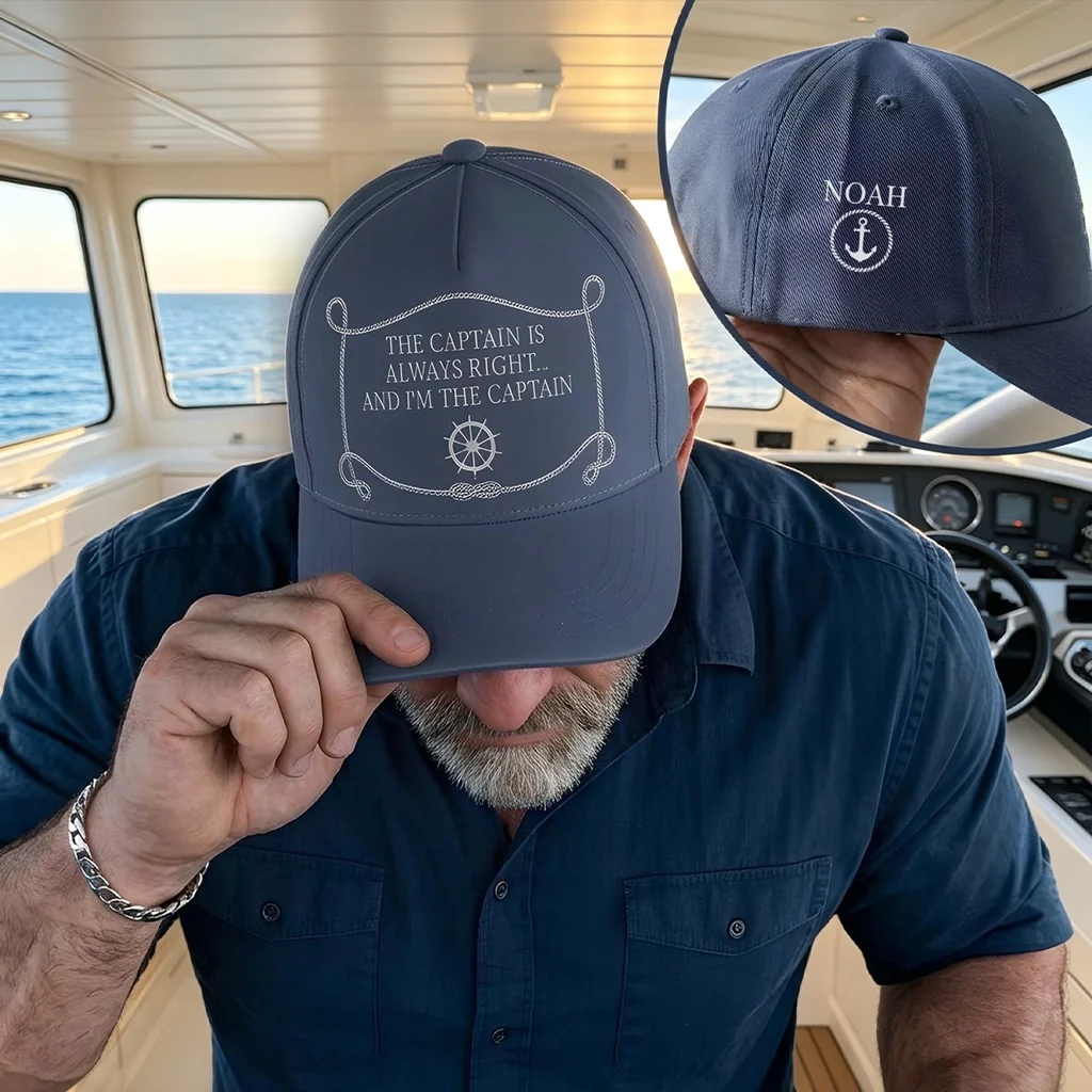 Personalized Dual Print Classic Tee, The Captain Is Always Right Nautical Unique Gift for Boating Fan - Image 4