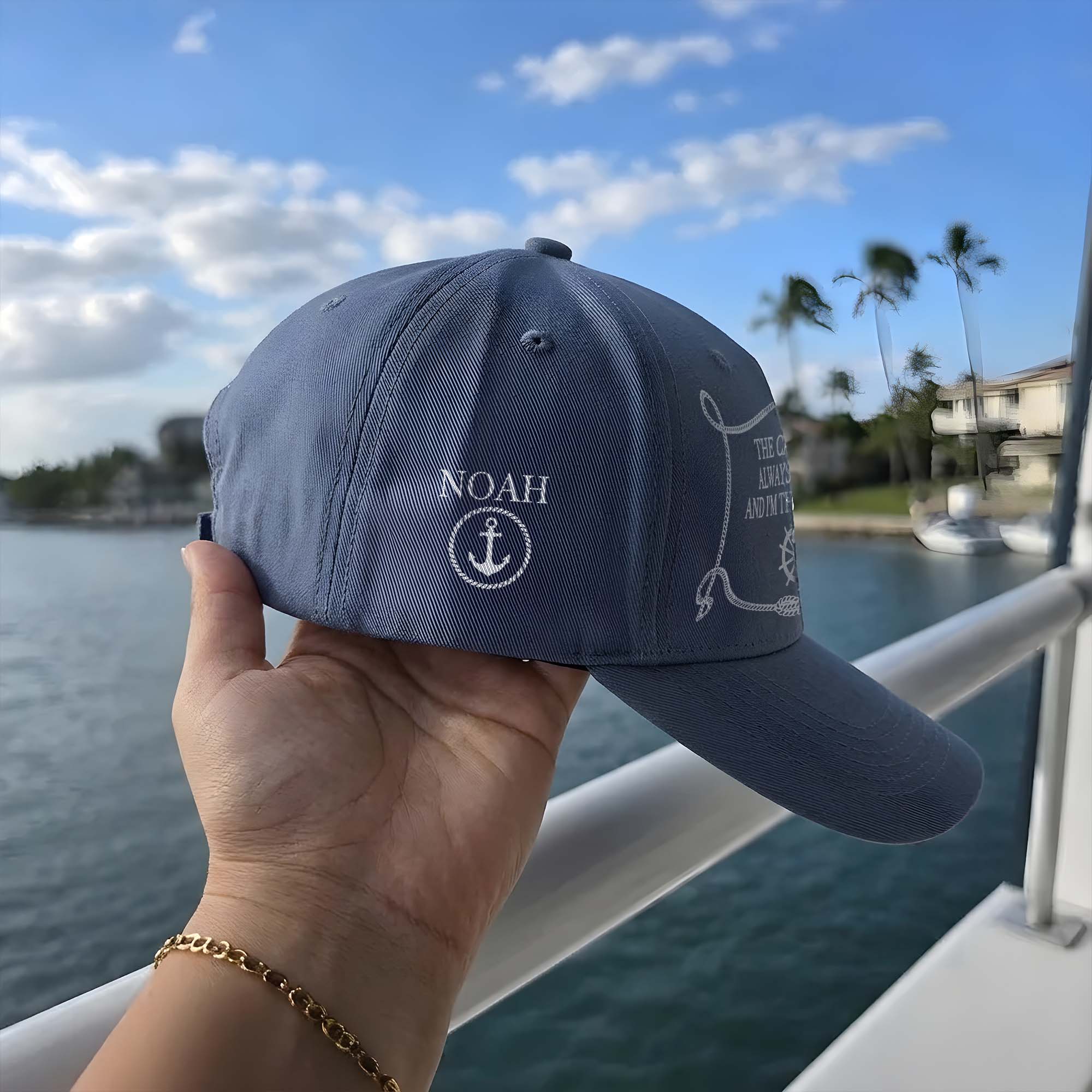 Custom Quick-Dry Cap for Boat Lover, Funny Captain Quote & Creative Nautical Gift for Dad - Image 2