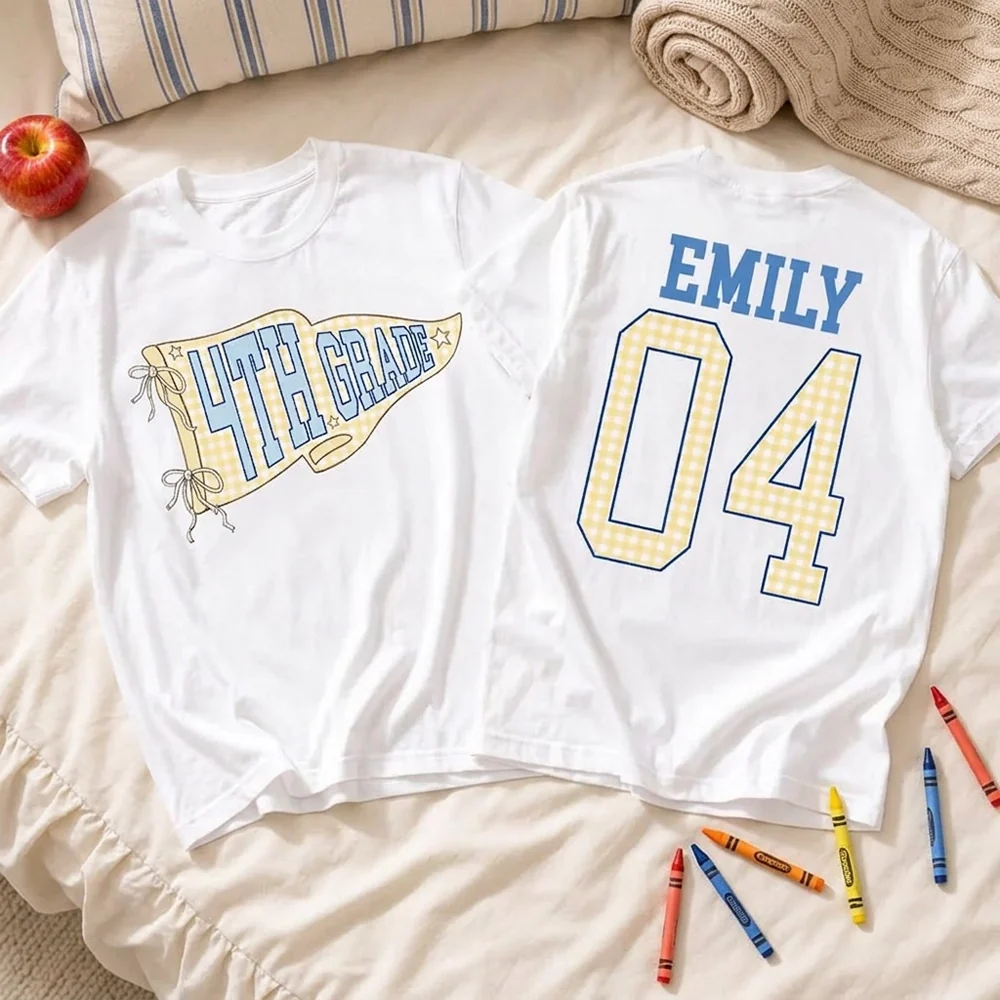Classic Tee for Teachers, Personalized Grade Level Front & Back Design, Creative Back to School Gift