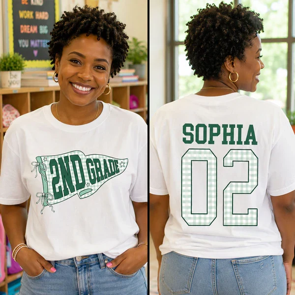 Classic Tee for Teachers, Personalized Grade Level Front & Back Design, Creative Back to School Gift - Image 5