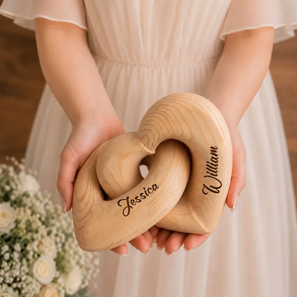Personalized Engraved Infinity Heart Sculpture, Unique Creative Gift for Couple, Warm Neutral Decor - Image 2