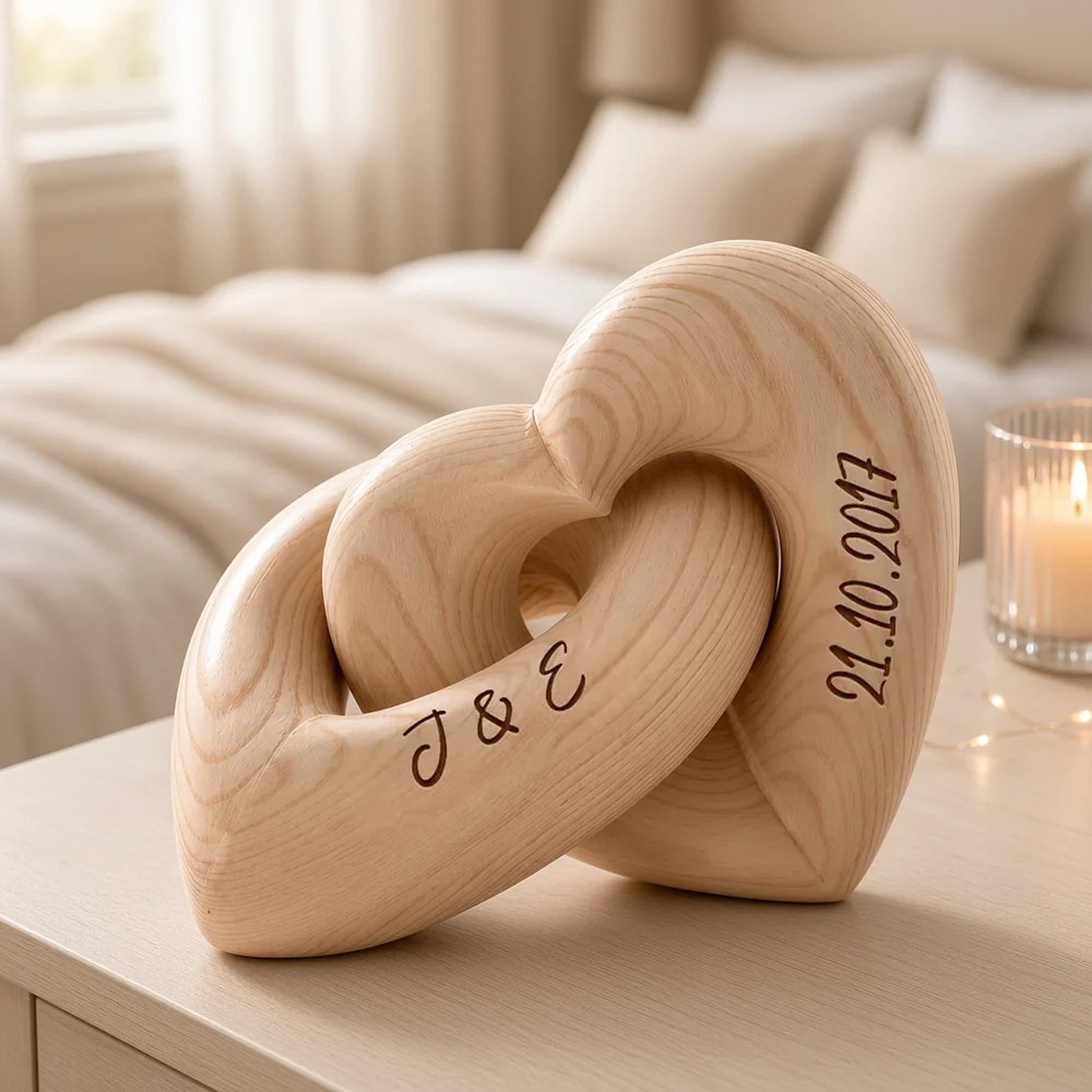 Personalized Engraved Infinity Heart Sculpture, Candlelit Table Decor, Unique Gift for Couple