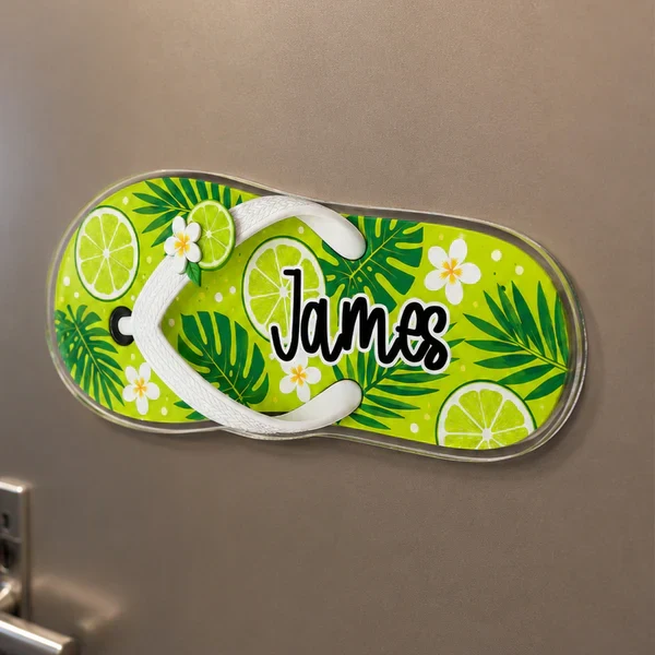 Personalized Flip Flop Acrylic Magnet, Bright Pink Cruise Cabin Door Decor, Unique Gift for Family - Image 4