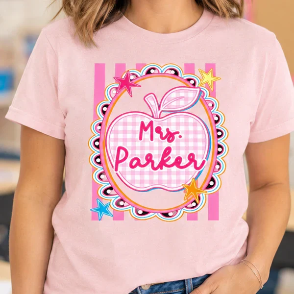 Personalized Classic Tee With Preppy Apple Art, Unique Teacher Gift For Classroom Days - Image 6