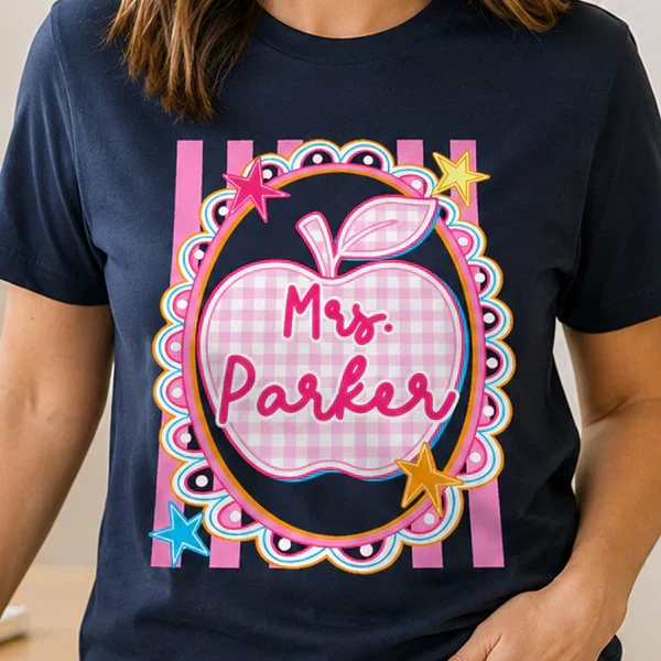 Personalized Classic Tee With Preppy Apple Art, Unique Teacher Gift For Classroom Days - Image 7