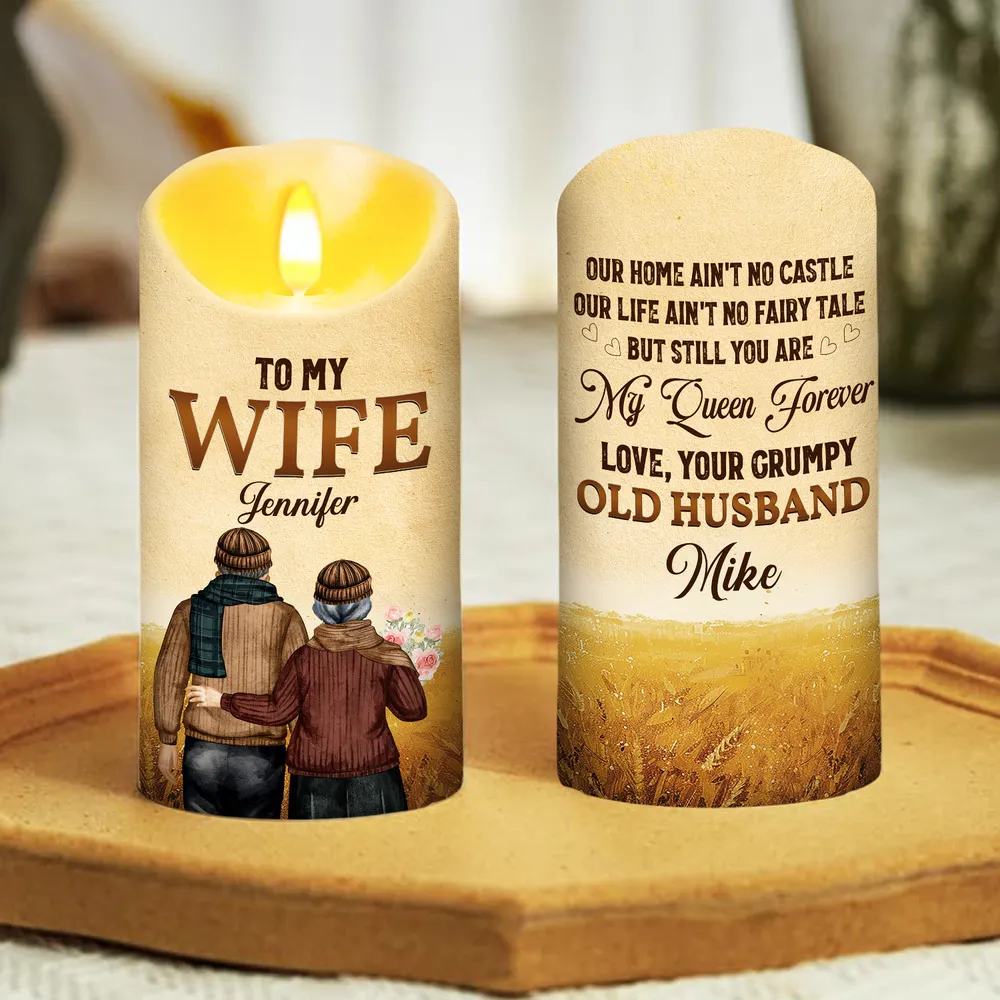 Personalized Flameless LED Candle for Wife, My Queen Forever Couple Art, Unique Gift From Husband - Image 3