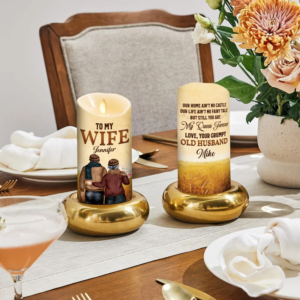 Personalized Flameless LED Candle for Wife, My Queen Forever Couple Art, Unique Gift From Husband - Image 4
