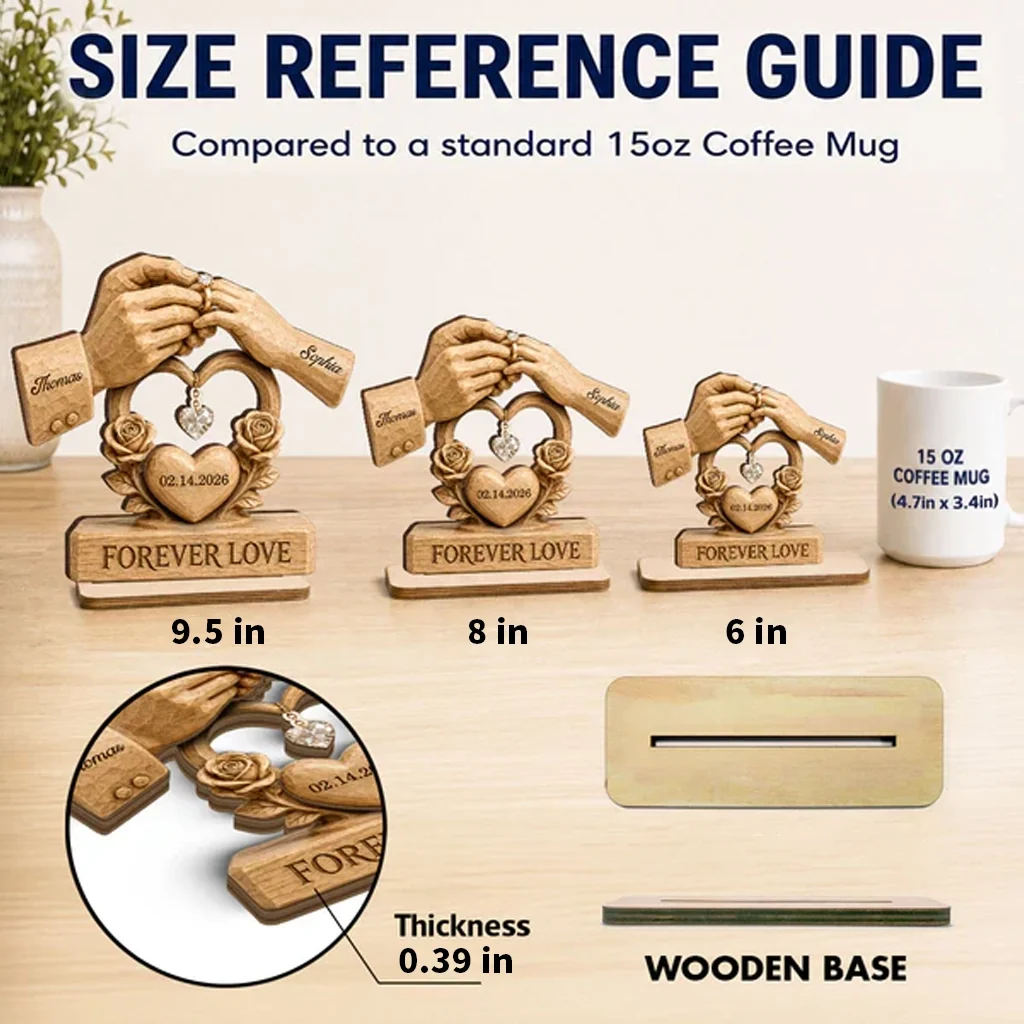 Personalized Layered Wooden Plaque For Couple, Unique Wedding Gift With Warm Ring Exchange Scene - Image 4