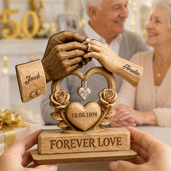 Personalized Layered Wooden Plaque For Couple, Unique Wedding Gift With Warm Ring Exchange Scene - Image 8