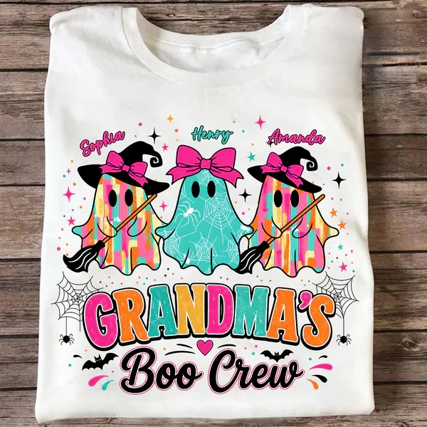 Personalized Grandma's Boo Crew Classic Tee, Bow Ghosts For Smiling Grandma, Unique Gift - Image 5