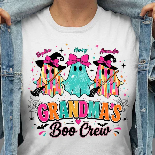 Personalized Grandma's Boo Crew Classic Tee, Bow Ghosts For Smiling Grandma, Unique Gift - Image 6