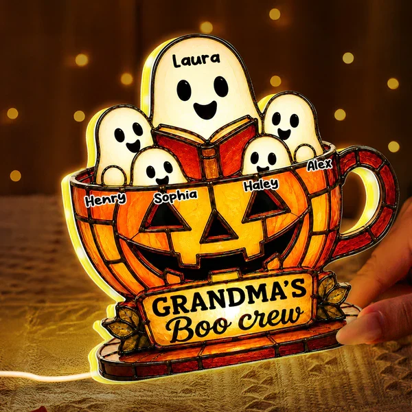 Personalized Grandma's Boo Crew Acrylic Light Box, Halloween Ghost Pumpkin Decor, Unique Gift for Grandma - Image 3