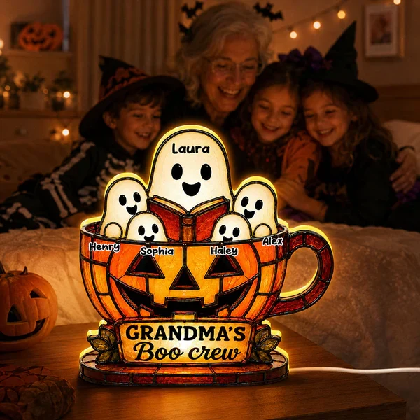 Personalized Grandma's Boo Crew Acrylic Light Box, Halloween Ghost Pumpkin Decor, Unique Gift for Grandma - Image 5