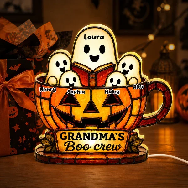 Personalized Grandma's Boo Crew Acrylic Light Box, Halloween Ghost Pumpkin Decor, Unique Gift for Grandma - Image 6