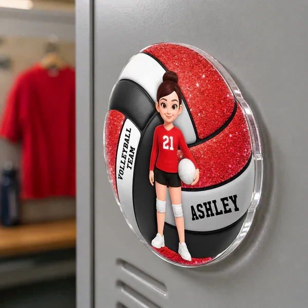 Personalized Standing Volleyball Girl Acrylic Magnet, Red Locker Decor, Unique Gift for Daughter Son - Image 6