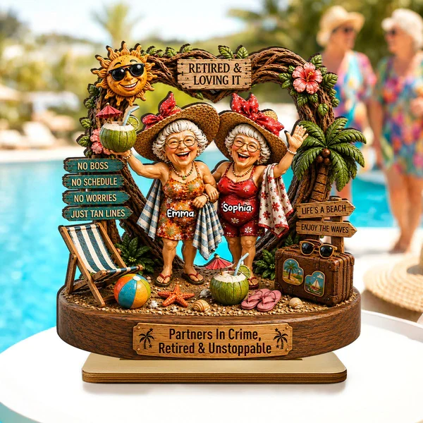 Personalized 2-Layer Wooden Plaque, Retired Friends Beach Scene, Unique Creative Gift for Close Friends - Image 6