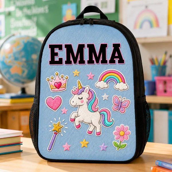 Personalized Kids School Backpack with Cute Patches, Unique Gift for Kids, Back to School - Image 3
