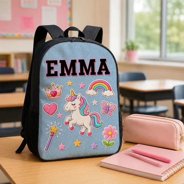 Personalized Kids School Backpack with Cute Patches, Unique Gift for Kids, Back to School - Image 4