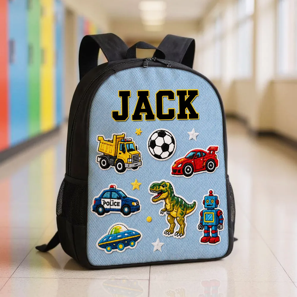 Personalized Kids School Backpack with Cute Patches, Unique Gift for Kids, Back to School - Image 6