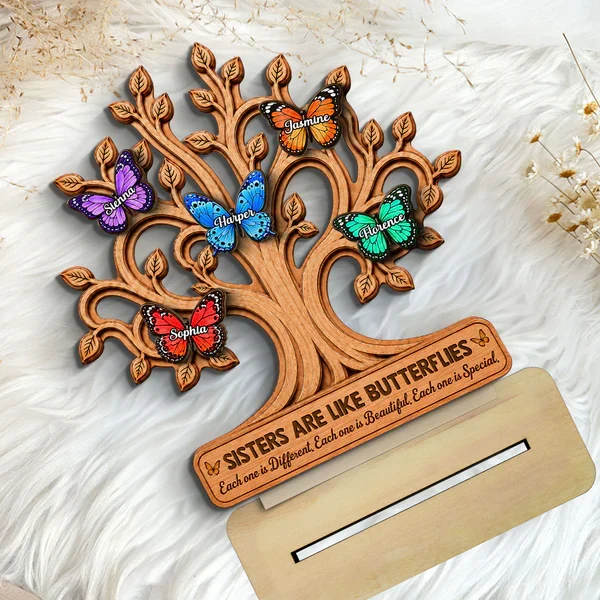 Personalized Wooden Plaque with Butterfly Tree, Unique Gift for Sisters & Family Keepsake - Image 8
