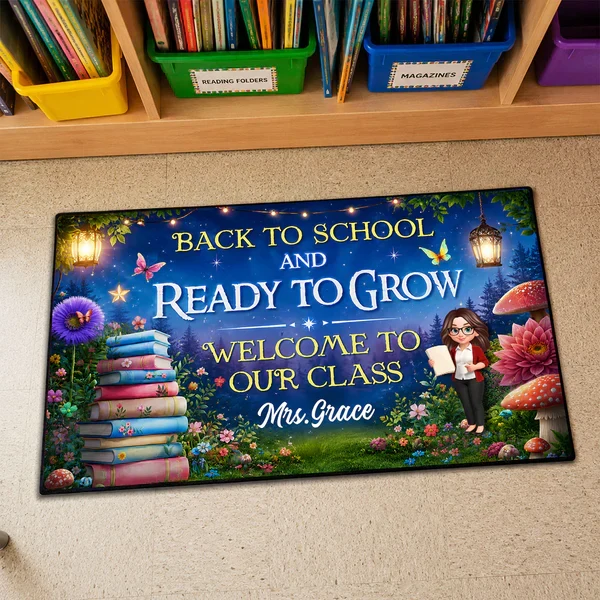 Personalized Back To School Doormat With Teacher Reading Art, Unique Teacher Gift For Indoor Entryway - Image 8