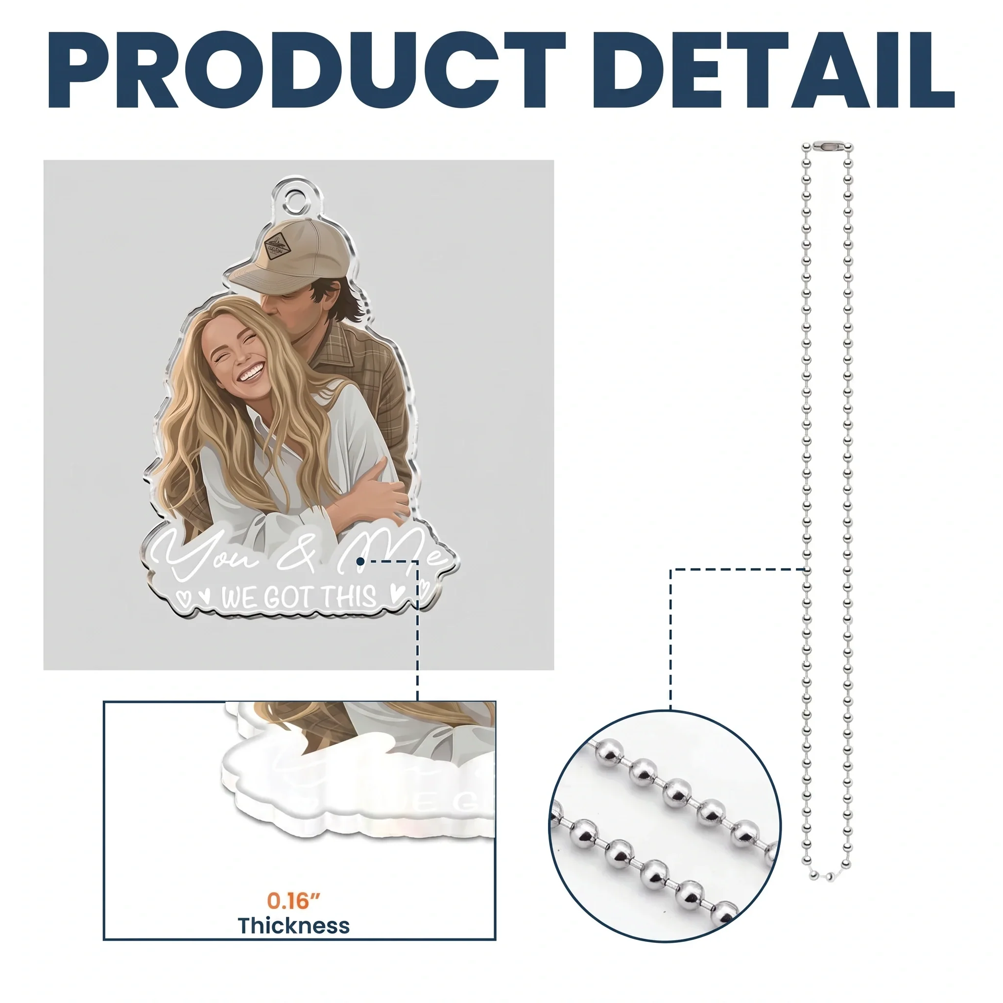 Personalized Acrylic Car Hanger With You & Me Couple Portrait, Unique Creative Gift For Anniversary Drives - Image 4