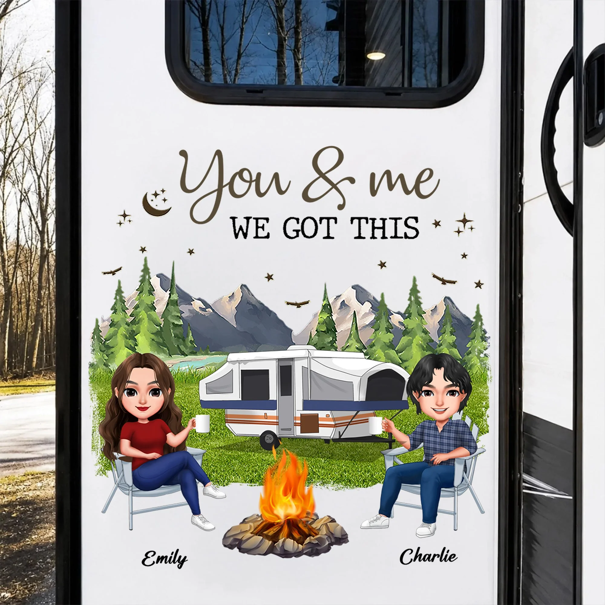 Personalized Camping Sticker Decal, You & Me We Got This RV Scene, Unique Gift for Campers - Image 2