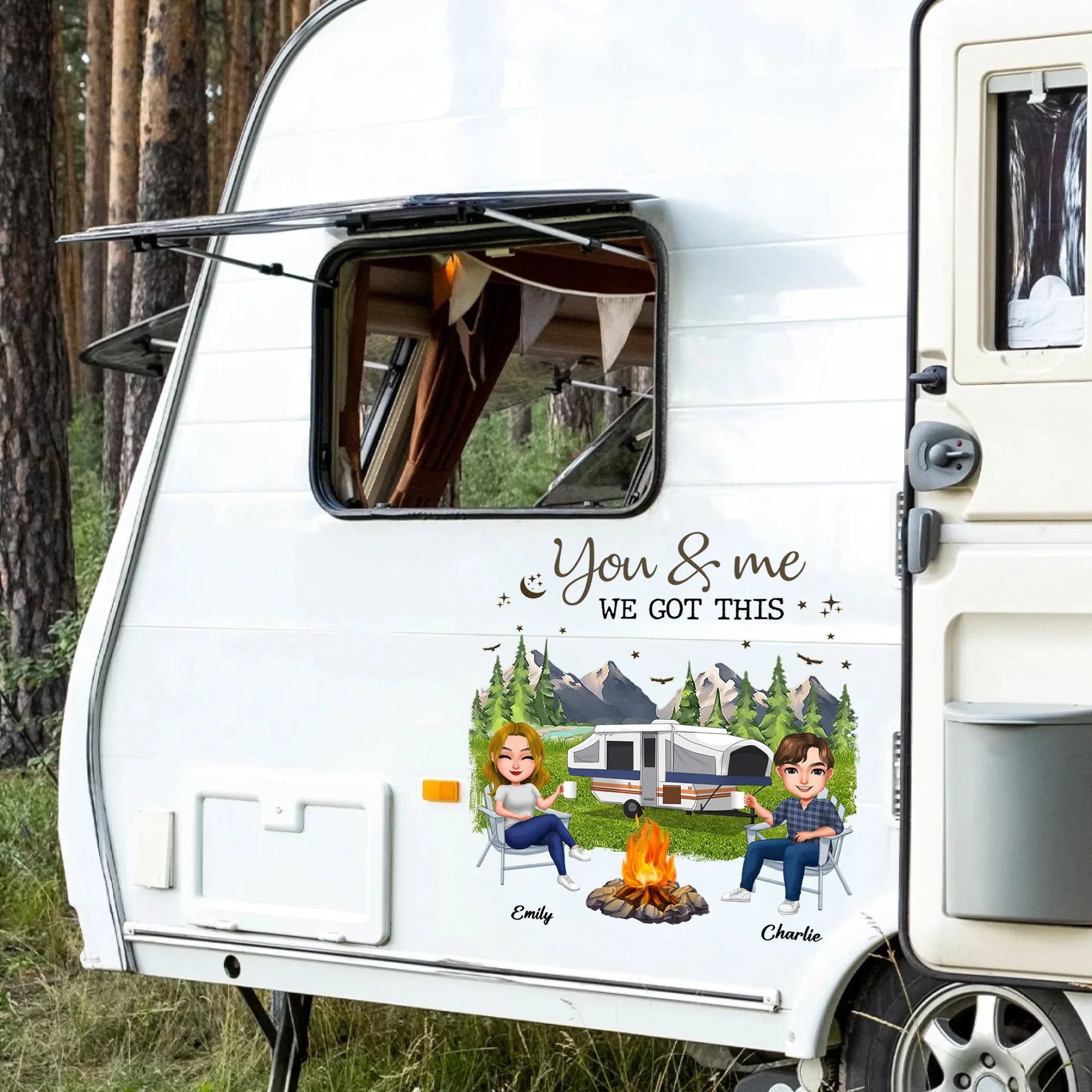 Personalized Camping Sticker Decal, You & Me We Got This RV Scene, Unique Gift for Campers - Image 4