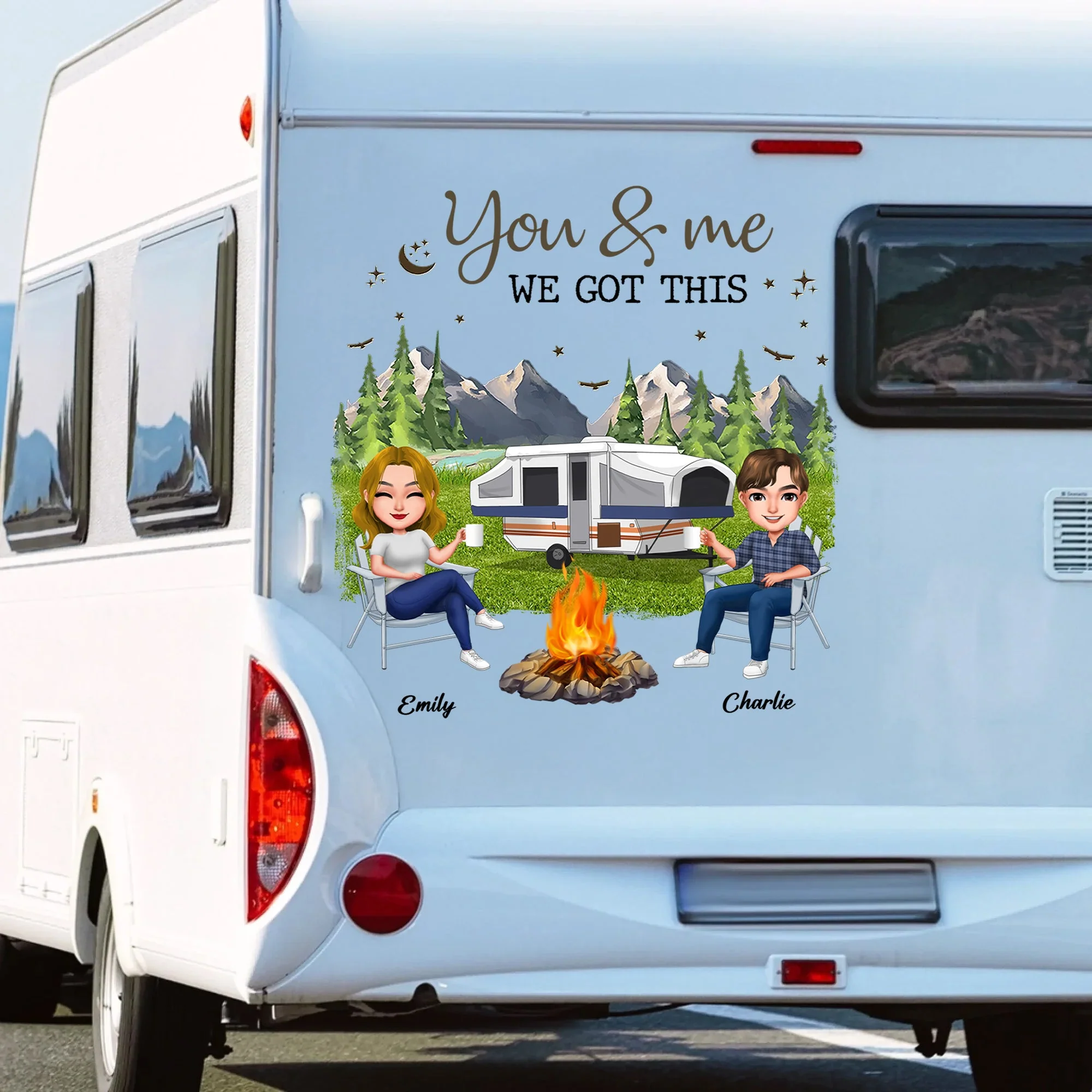 Personalized Camping Sticker Decal, You & Me We Got This RV Scene, Unique Gift for Campers - Image 5