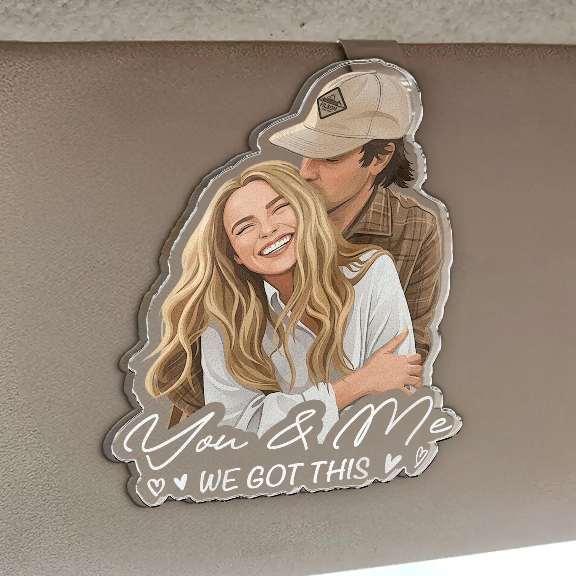 Personalized Acrylic Car Visor Clip with Hugging Couple, Creative Gift for Partner & Neat Car Interior - Image 3