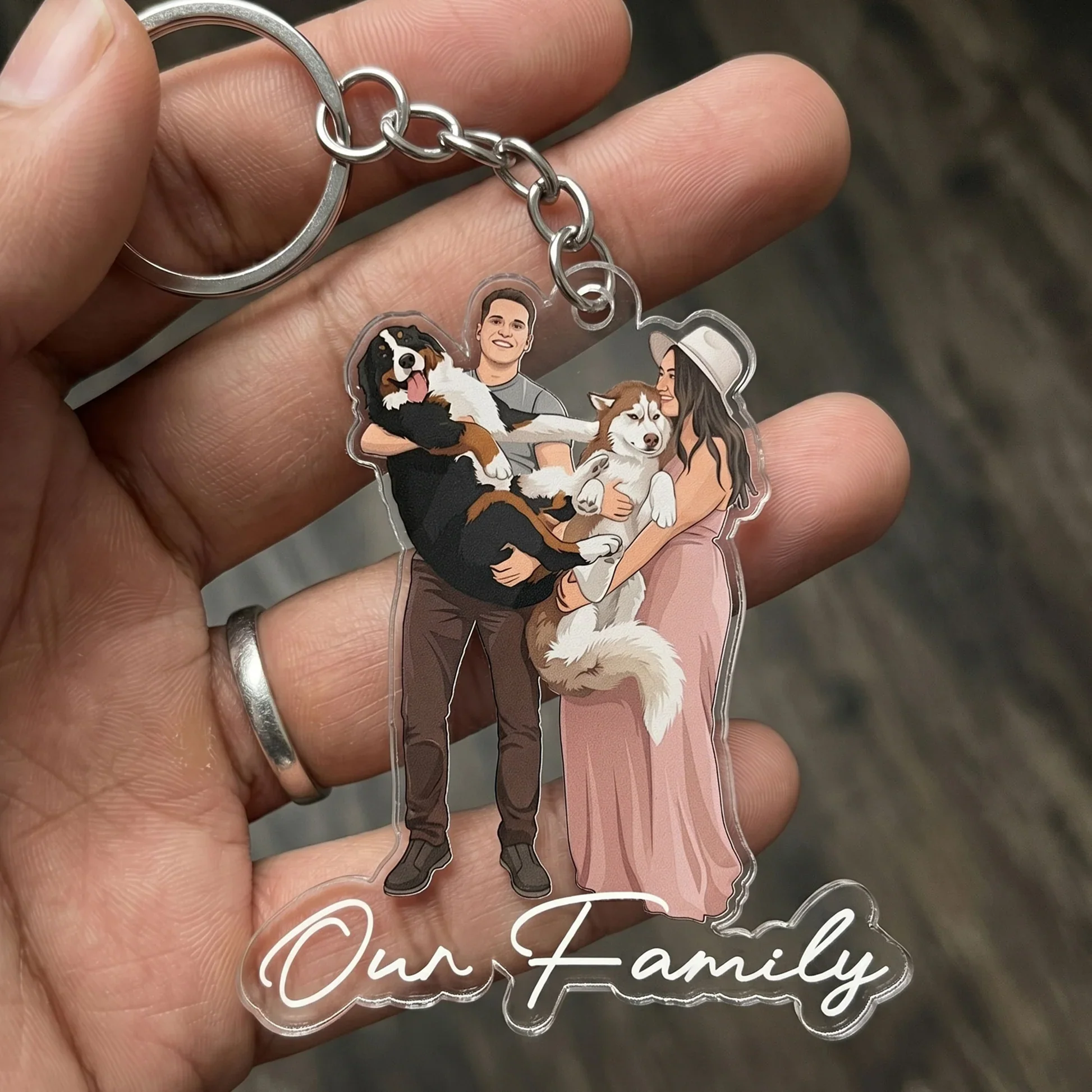 Personalized Acrylic Keychain, Custom Couple Portrait with Love Quote, Unique Gift for Her - Image 5