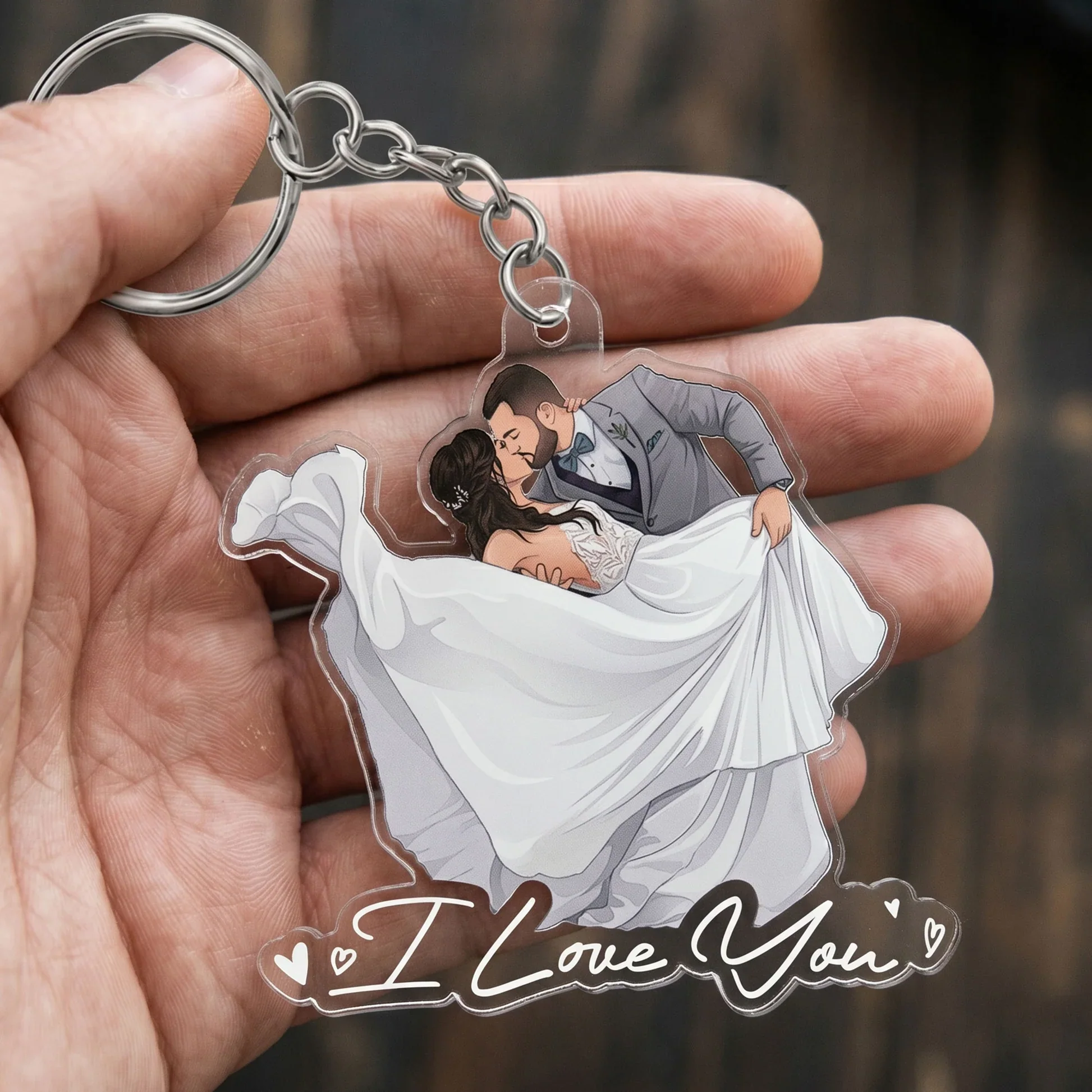 Personalized Acrylic Keychain, Custom Couple Portrait with Love Quote, Unique Gift for Her - Image 6