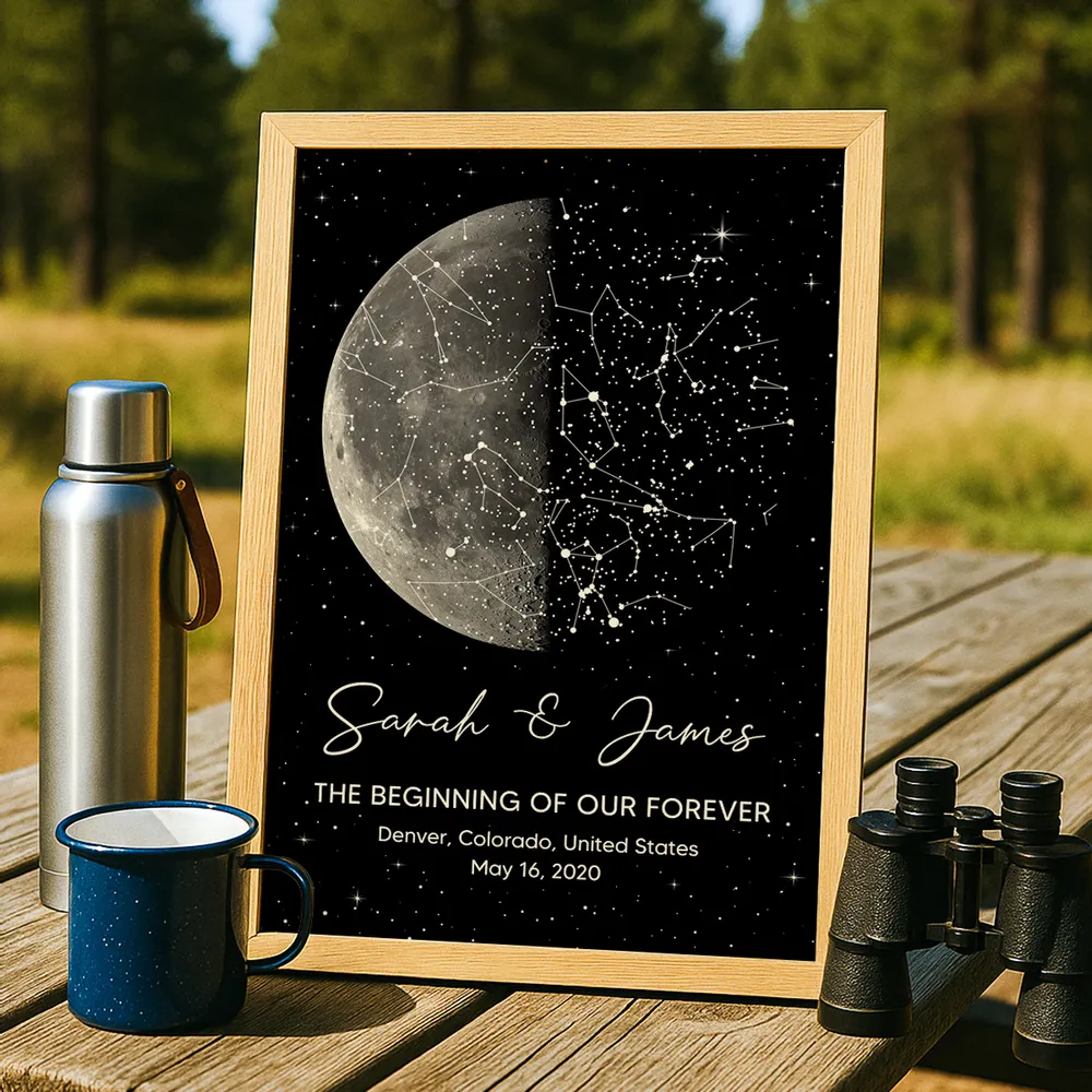 Personalized Moon Phase & Star Map Poster, Unique Gift for Couple, Custom Night Sky Wall Art - Image 5