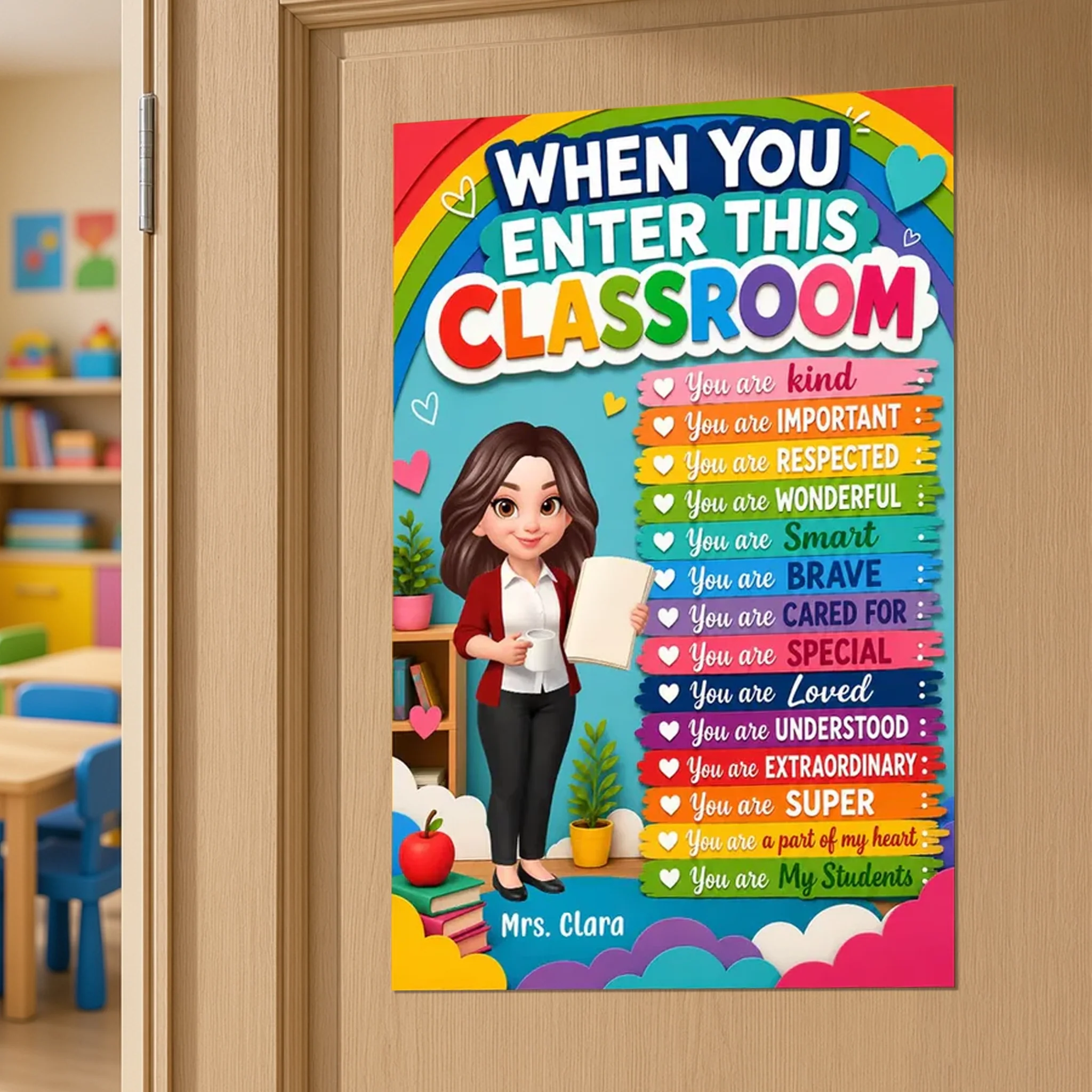 Personalized Teacher Canvas, Colorful Classroom Welcome, Unique Creative Gift for Back to School