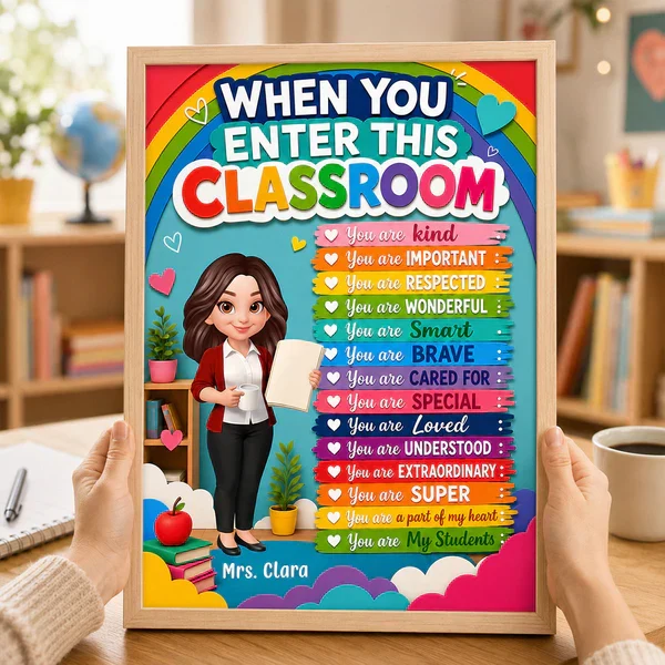 Personalized Teacher Canvas, Colorful Classroom Welcome, Unique Creative Gift for Back to School - Image 3