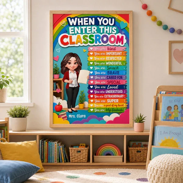 Personalized Teacher Canvas, Colorful Classroom Welcome, Unique Creative Gift for Back to School - Image 5