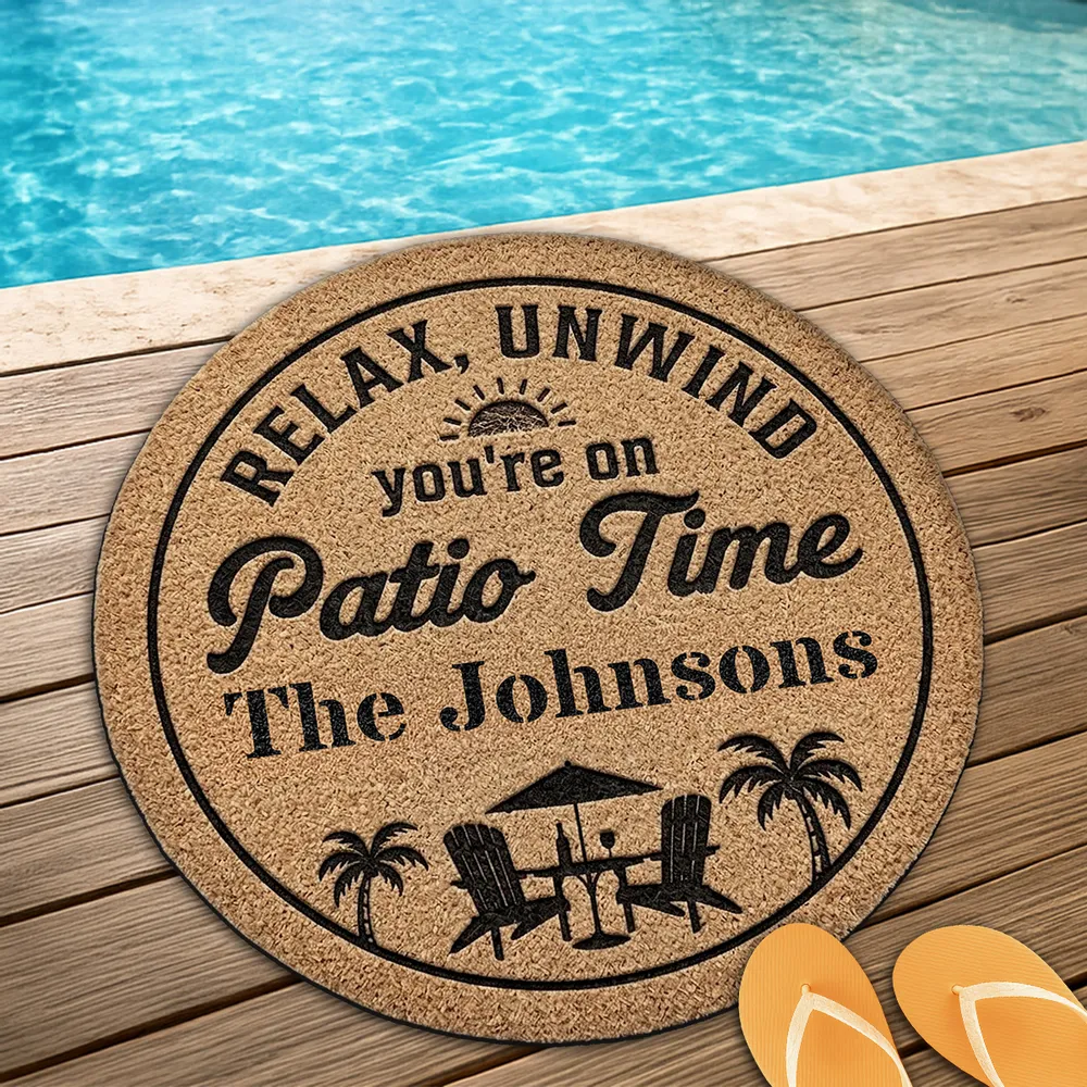 Personalized Relax & Unwind Shaped Doormat, Patio Chair Design, Unique Gift for Family Home - Image 3