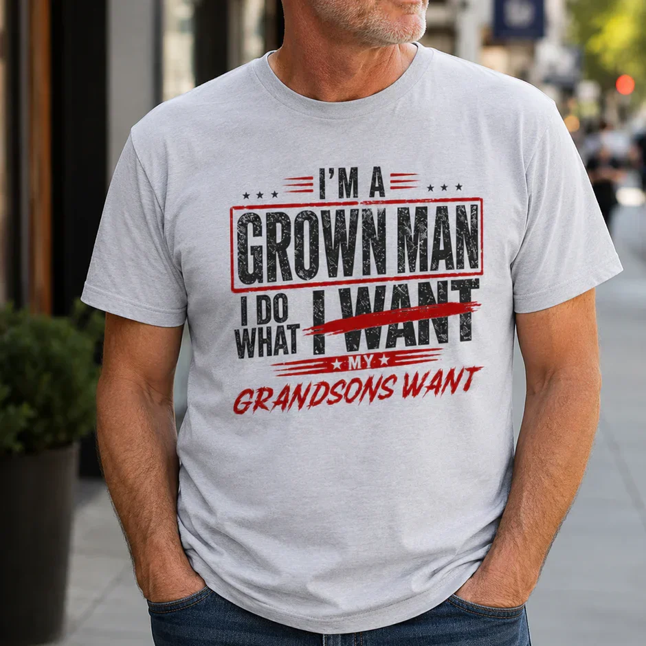 Personalized Classic Tee for Grandpa, Distressed Red & White Granddaughter Quote, Unique Gift - Image 3