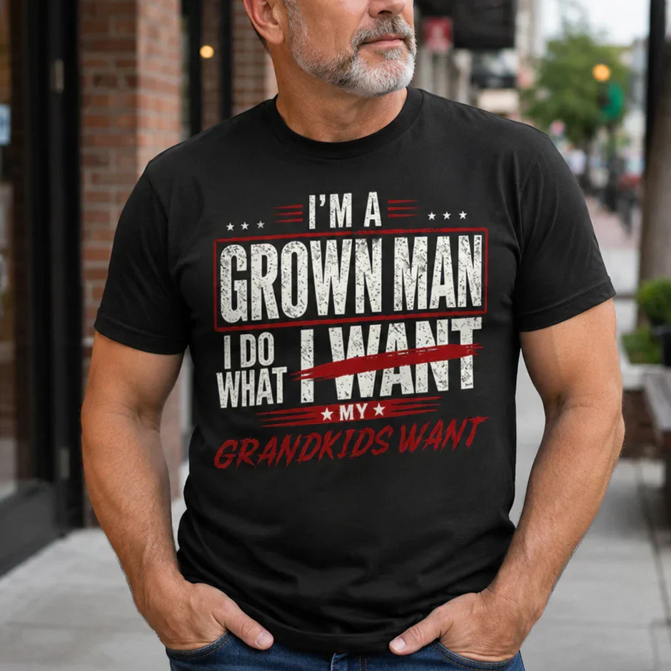 Personalized Classic Tee for Grandpa, Distressed Red & White Granddaughter Quote, Unique Gift - Image 4