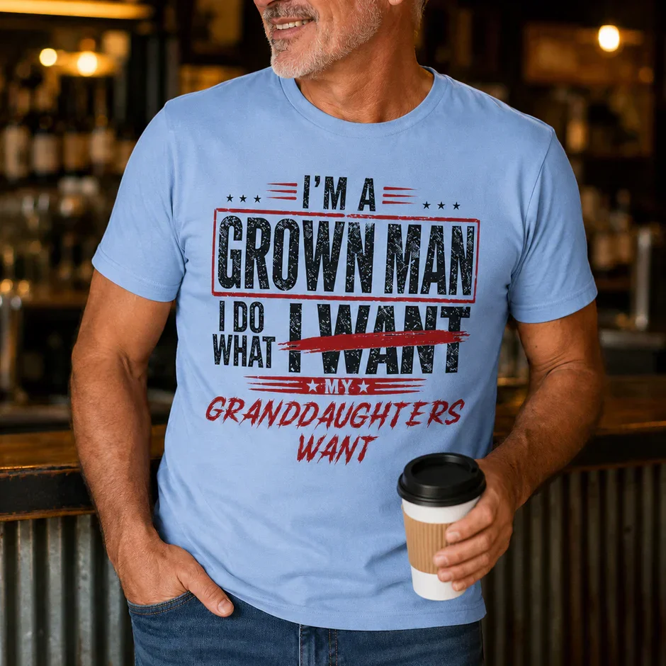 Personalized Classic Tee for Grandpa, Distressed Red & White Granddaughter Quote, Unique Gift - Image 5