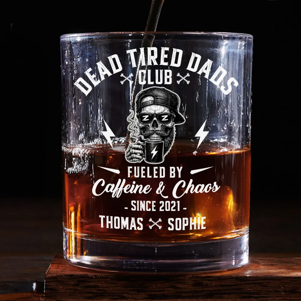 Personalized Washed Denim Baseball Cap for Dad, Dead Tired Dads Club Coffee Graphic, Unique Gift - Image 6