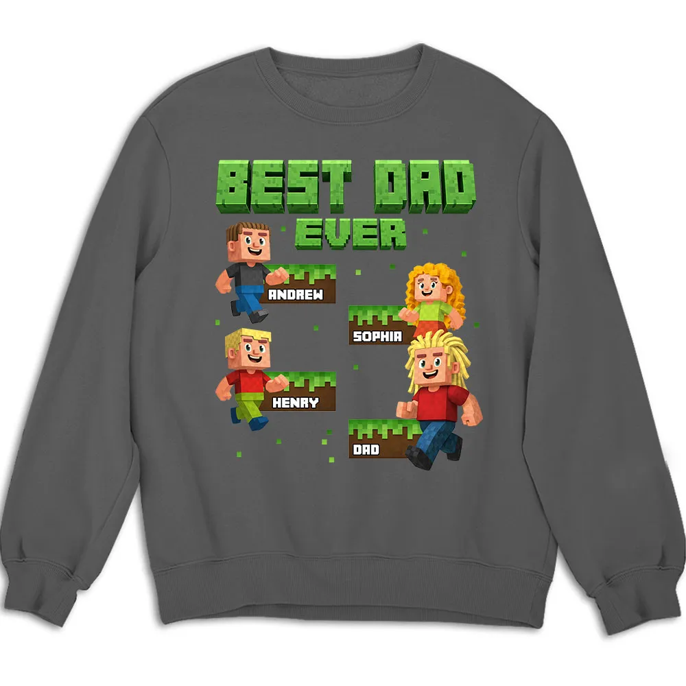 Classic Tee, Custom Pixel Game Dad & Child Graphic, Black Shirt, Unique Creative Gift For Dad - Image 4