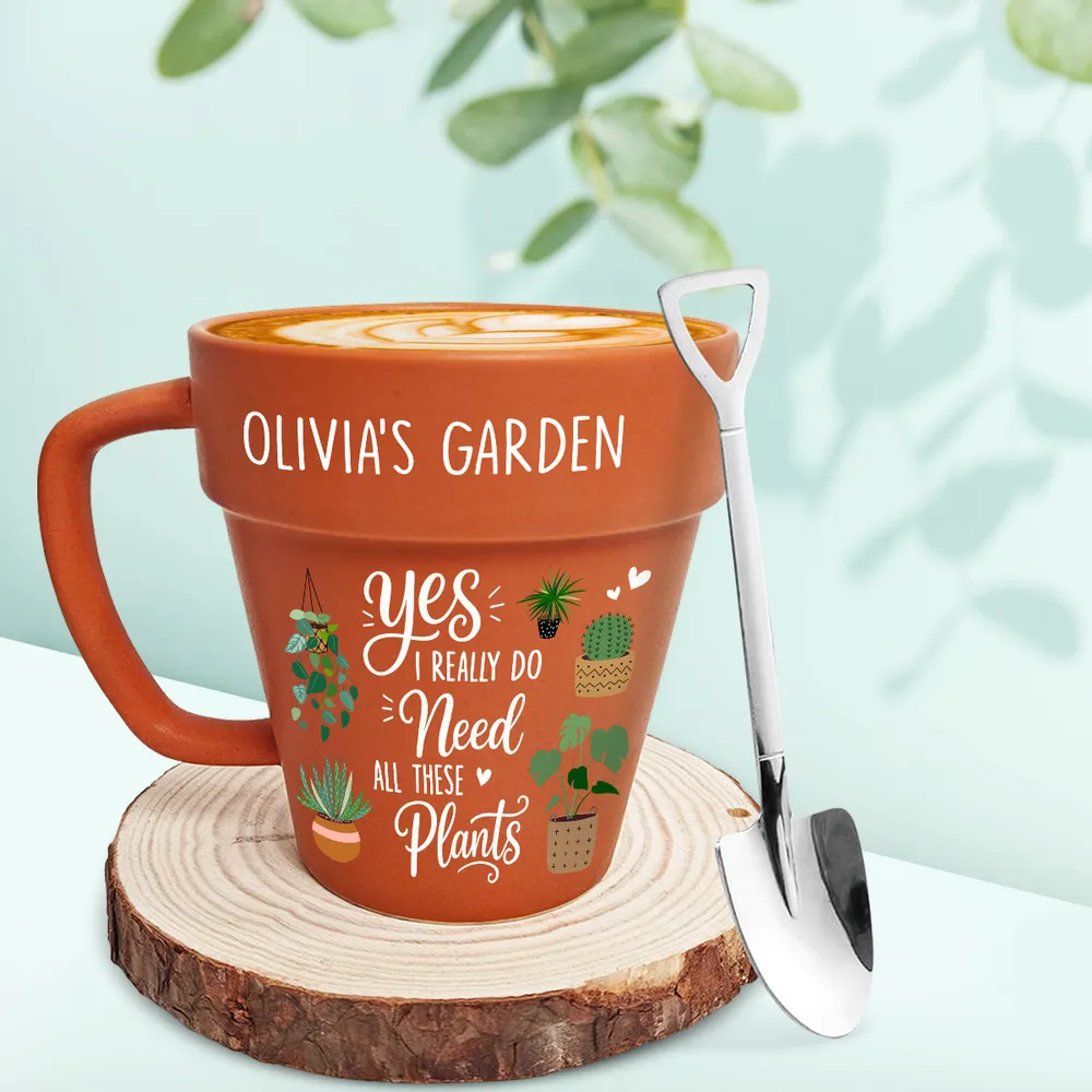 Personalized Plant Pot Mug With Spoon, Yes I Need All These Plants, Unique Gift for Plant Lover - Image 4