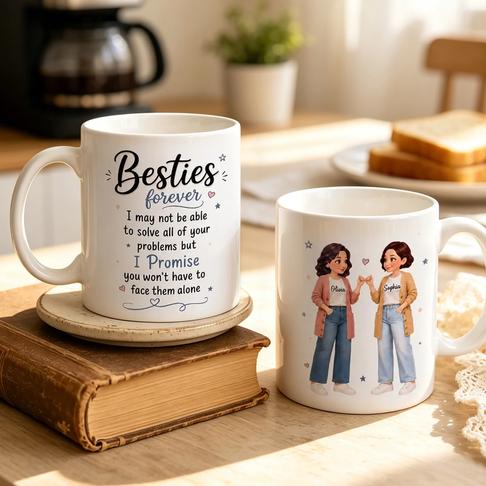 Personalized Mug with Pinky Promise Friends, Unique Creative Gift for Close Friend, Warm Daily Coffee Keepsake