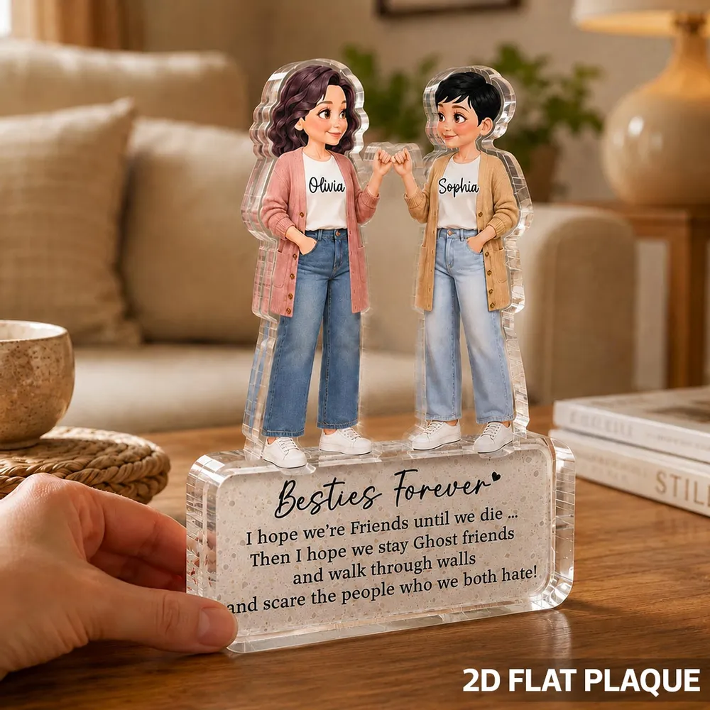 Besties Forever Personalized Acrylic Block Plaque, Pinky Promise Friendship Decor, Unique Gift for Friend - Image 2