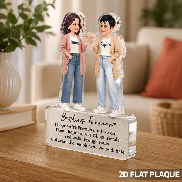 Besties Forever Personalized Acrylic Block Plaque, Pinky Promise Friendship Decor, Unique Gift for Friend - Image 3